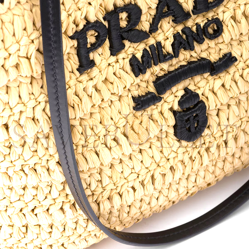 Pra*a small crochet and leather tote bag 1bg501 (21*16*10cm)